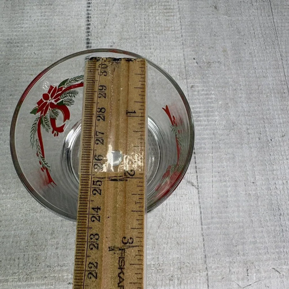 Anchor Hocking POINSETTIA & RIBBONS 89524 Rocks 9oz Whiskey Glasses Set 3 NEW